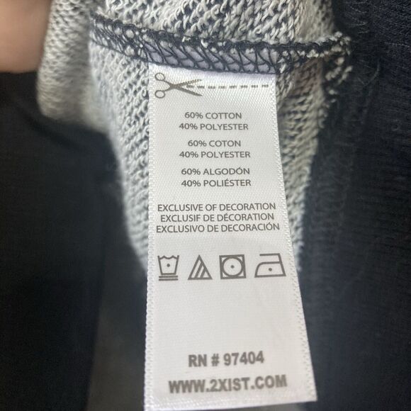 2(X)IST Marled Black French Terry Hoodie Zip Up Running Cotton Blend Jacket M - Picture 7 of 7